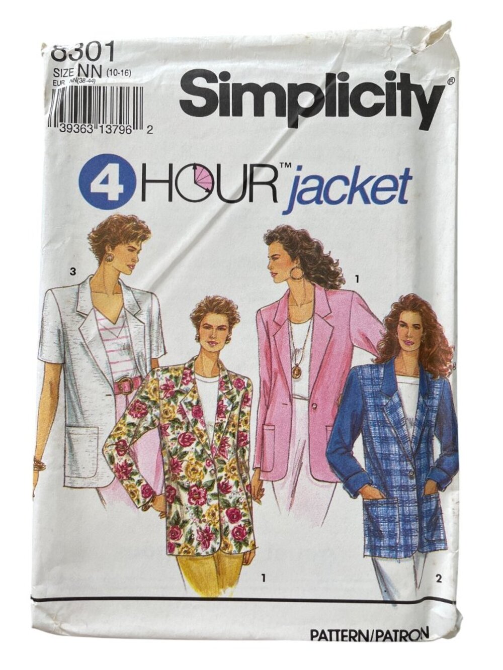 Vintage 90s Simplicity 8301 Sewing Pattern Sizes 10-16 Misses Jacket Retro UNCUT